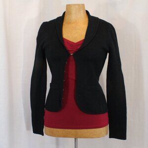 Attitude Faux Blazer Cardigan Black Sweater